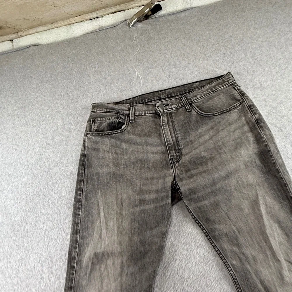 Levi's 502 Slim Straight Jeans Mens 38x32 Gray Acid Wash Stretch Denim